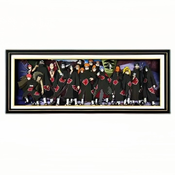 Naruto Akatsuki Group 3D Paper Cut Shadow Box Framed Art, Handmade Layered Papercraft Wall Decor, Anime Picture Frame, Fan Collectible Room Decor Gift