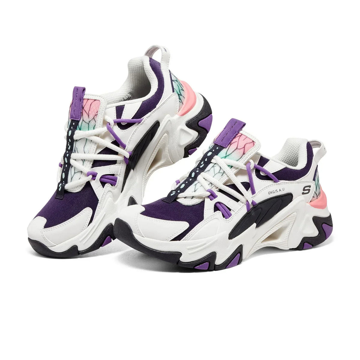 Demon Slayer Shinobu Kocho Chunky Platform Sneakers, Women Purple Butterfly Pattern Dad Shoes, Thick Sole Casual Walking Trainers, Non Slip Anime Cosplay Daily Streetwear Sneaker for Demon Slayer Fans
