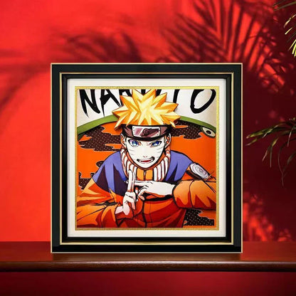 Naruto Uzumaki 3D Layered Paper Art Frame, Anime Naruto Handmade Paper Cut Shadow Box, Stratification Paper Carving Painting, Wall & Desk Display Decor, Collectible Art Gift for Naruto Anime Fans
