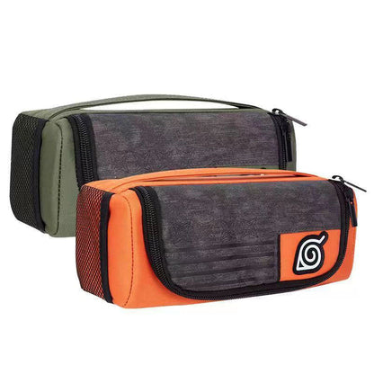 Naruto Anime Leaf Village Logo Pencil Case, Large Capacity Multi Compartment Pen Bag, Portable Zipper Stationery Pouch, Naruto Cosplay School Supplies, Anime Pencil Box Gift for Teens Students Naruto Fans