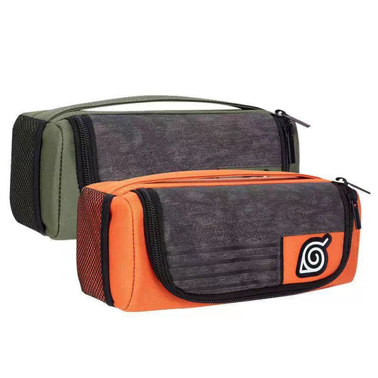 Naruto Anime Leaf Village Logo Pencil Case, Large Capacity Multi Compartment Pen Bag, Portable Zipper Stationery Pouch, Naruto Cosplay School Supplies, Anime Pencil Box Gift for Teens Students Naruto Fans