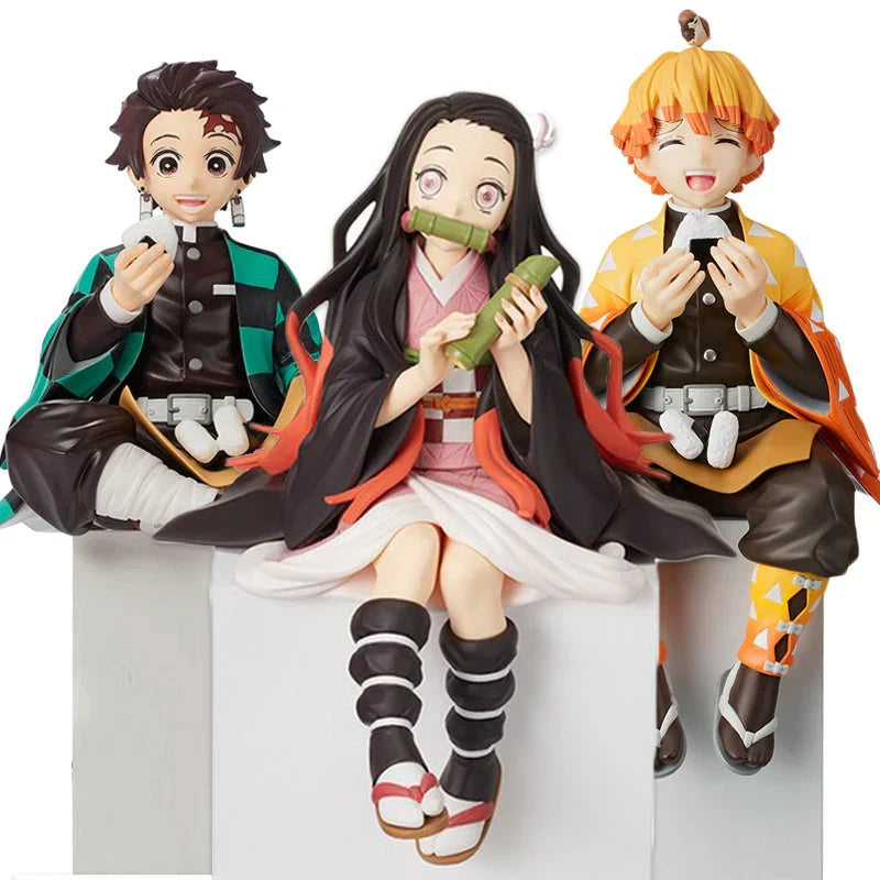 Demon Slayer Noodle Stopper Sitting Figure, Anime PVC Statue Figurine, Tanjiro Nezuko Zenitsu Inosuke Giyuu Shinobu Mitsuri Hashira Collectible Model, Desktop Ornament Anime Fan Gift