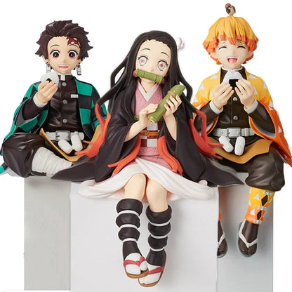Demon Slayer Noodle Stopper Sitting Figure, Anime PVC Statue Figurine, Tanjiro Nezuko Zenitsu Inosuke Giyuu Shinobu Mitsuri Hashira Collectible Model, Desktop Ornament Anime Fan Gift