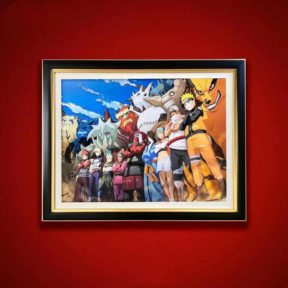 Naruto Tailed Beasts & Ninjas 3D Paper Cut Shadow Box Framed Art, Handmade Layered Papercraft Wall Decor, Anime Picture Frame, Fan Collectible Room Decor Gift