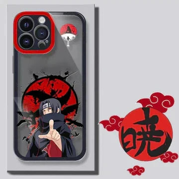 Naruto Anime Transparent Phone Case, Itachi Sasuke Naruto Gaara Pain Printed Shockproof Clear TPU Cover, Color Camera Frame Protective Case, Naruto Fan Phone Accessory Gift
