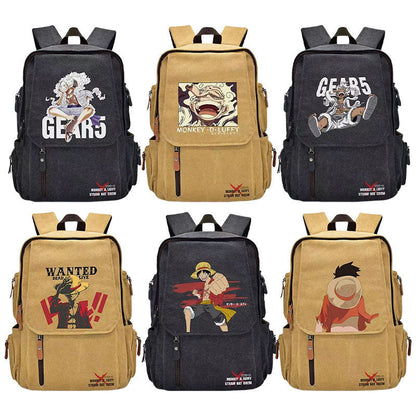 One Piece Luffy Gear 5 Anime Backpack for Boys Girls, Large Capacity School Laptop Backpack, One Piece Wanted Poster Print Travel Daypack, Anime One Piece Merch Bookbag Gift for One Piece Fans