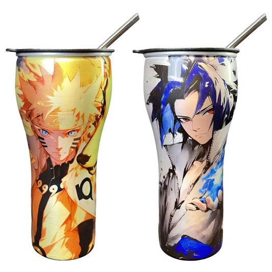 Naruto Anime 30oz Tumbler with Lid and Straw, Stainless Steel Insulated Travel Cup, Naruto Sasuke Kakashi Itachi Character Printed Coffee Mug, Naruto Merch Water Bottle Gift for Anime Fans