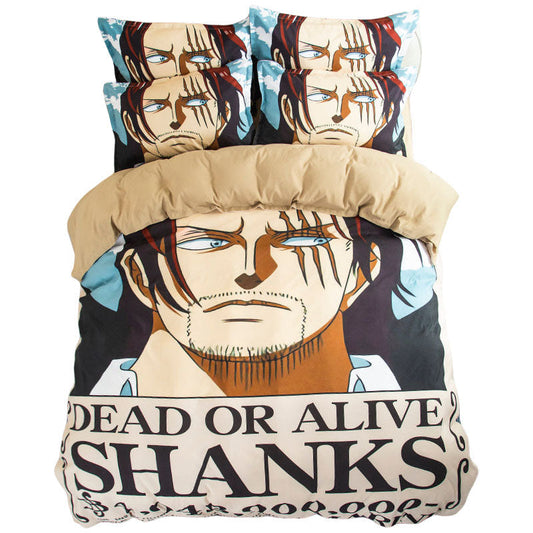 One Piece Shanks Bedding Set, 3D Printed Anime Duvet Cover with Pillowcases, Soft Microfiber Anime Bed Set, Zipper Closure Bedroom Decor Bedding Gift for One Piece Fans Teens Adults