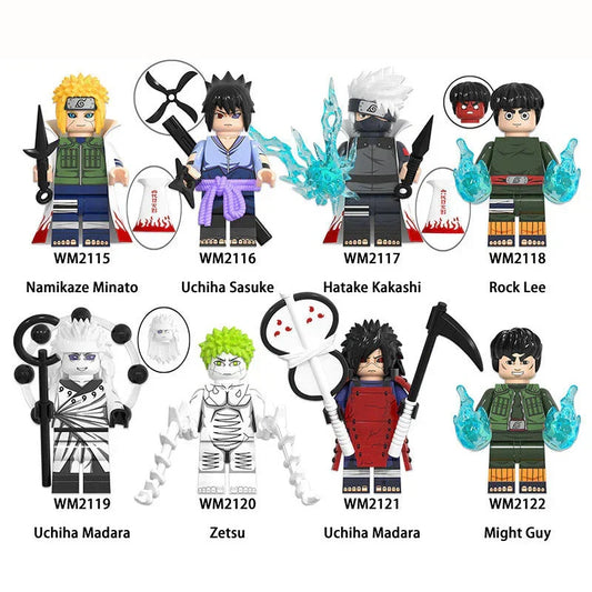 Naruto Anime Building Blocks Minifigures, Sasuke Kakashi Madara Minato Rock Lee Might Guy Zetsu Action Figures, Custom Anime Brick Toys, Collectible Gift for Kids & Naruto Fans