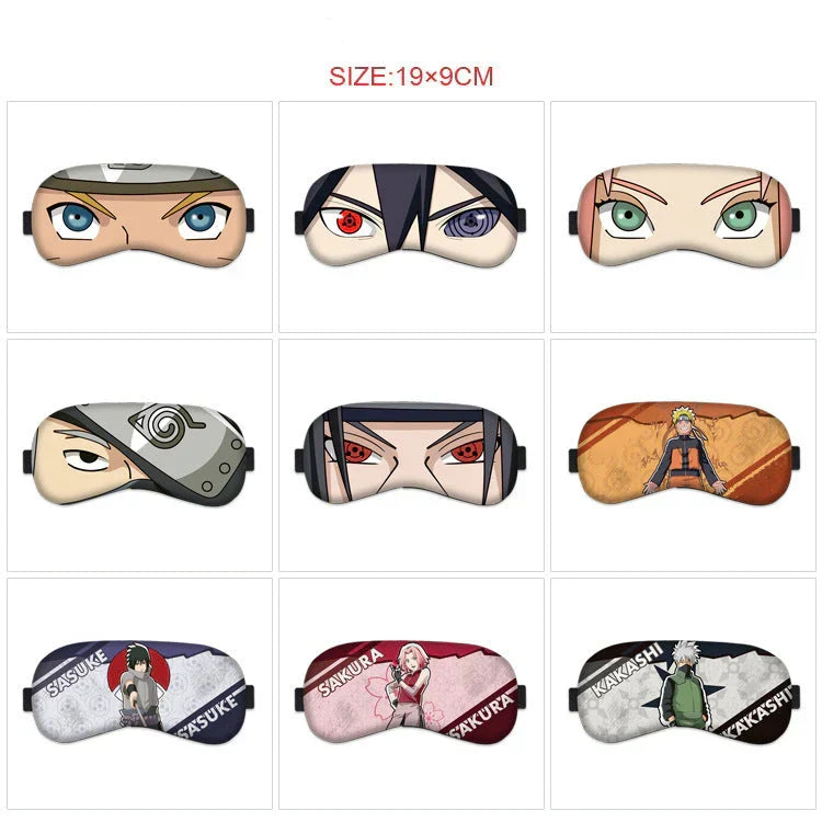 Naruto Anime Sleep Eye Mask, Uchiha Sasuke Itachi Madara Sakura Printed Blindfold, Soft Comfort Light Blocking Eye Cover for Travel Nap, Multiple Styles, Anime Fan Gift