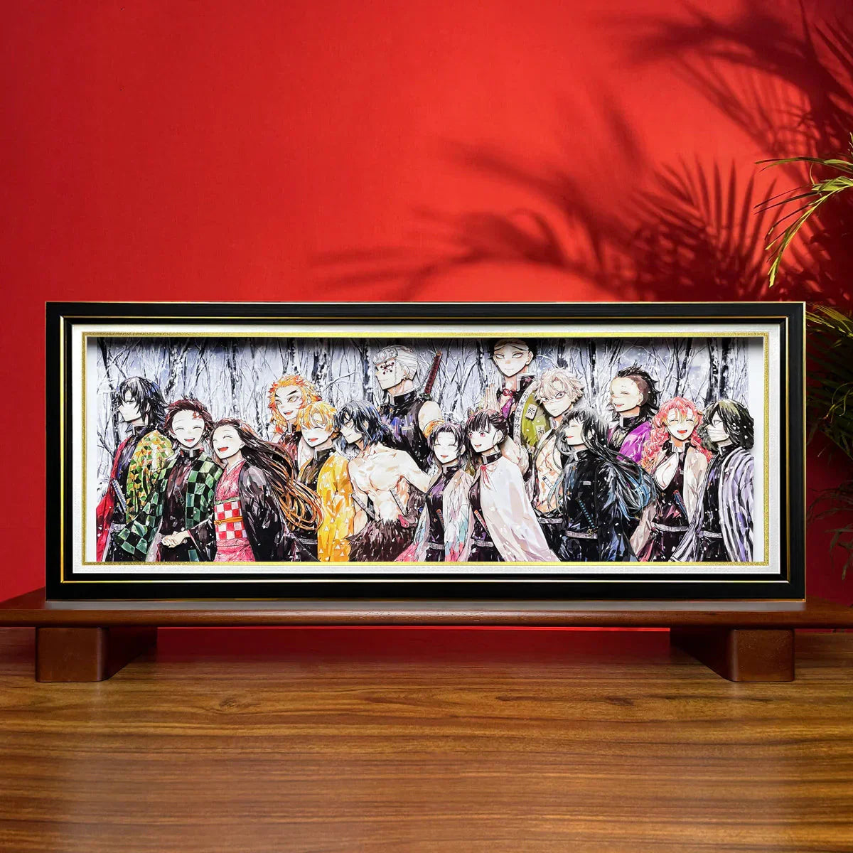 Demon Slayer 3D Paper Cut Framed Art, Anime Character Group Portrait Paper Carving Light Painting, Layered Papercraft Wall Decor, High Transparent Plexiglass Frame, Anime Room Poster Decoration, Collectible Gift for Demon Slayer Fans