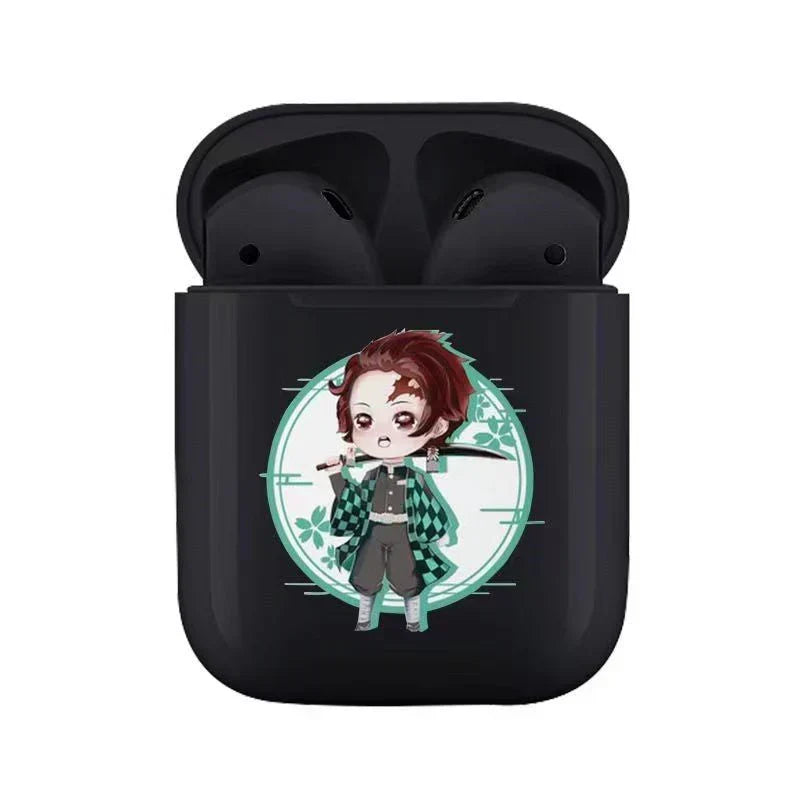 Demon Slayer Wireless Bluetooth Earbuds, Tanjiro Nezuko Zenitsu Giyuu Anime Print TWS Earphones, Touch Control Stereo Sound Headset, Portable Earbuds Case, Anime Fan Gift