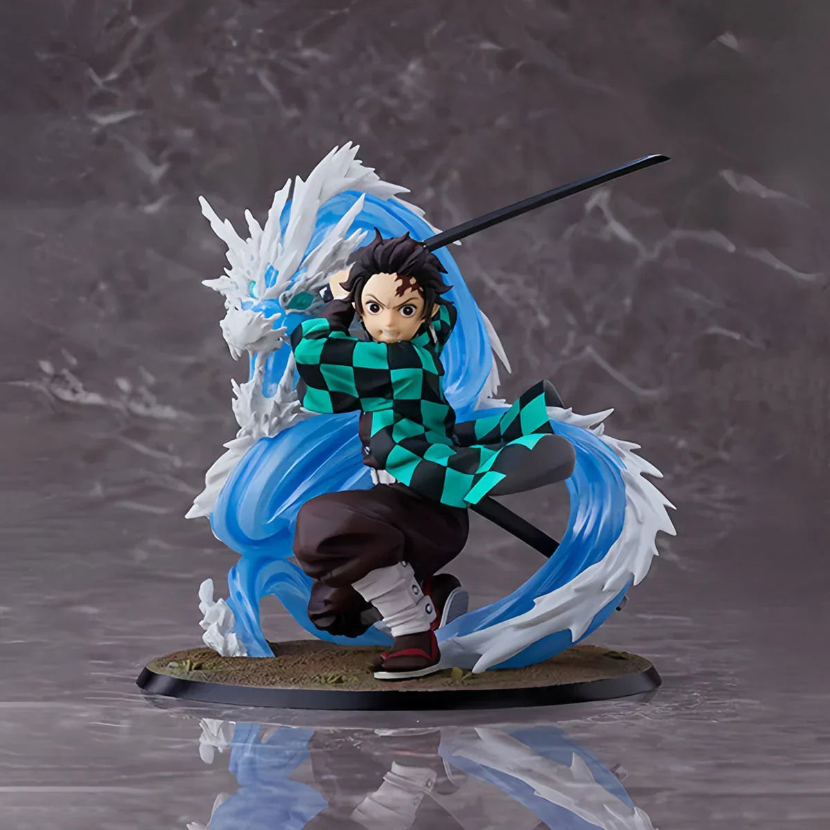 Demon Slayer Kimetsu no Yaiba GK Anime Figure, Tanjiro Rengoku Nezuko Giyu Character Statue with Special Effects Base, PVC Collectible Model Figurine, Anime Desk Decoration Gift for Demon Slayer Fans