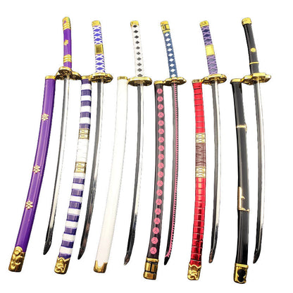 One Piece Roronoa Zoro Mini Katana Sword Replica, Anime Zoro Sword Set, Metal Model Sword with Display Stand, Cosplay Prop Desktop Decoration, Collectible Gift for One Piece Fans