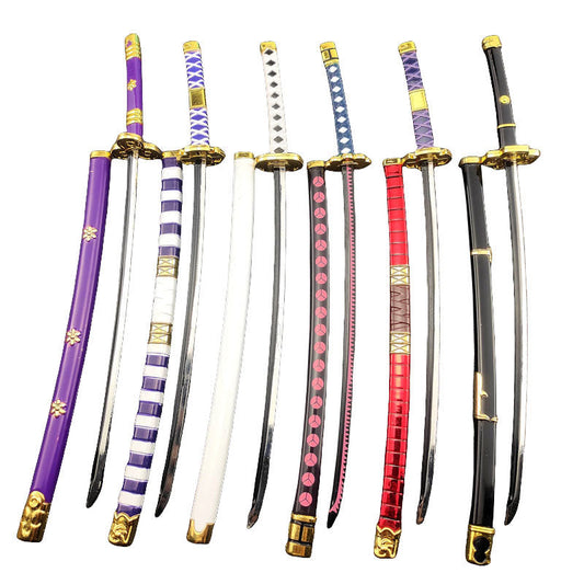 One Piece Roronoa Zoro Mini Katana Sword Replica, Anime Zoro Sword Set, Metal Model Sword with Display Stand, Cosplay Prop Desktop Decoration, Collectible Gift for One Piece Fans