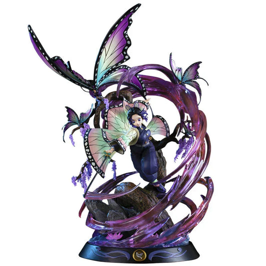 Demon Slayer Shinobu Kocho Figure, Hashira Shinobu Butterfly Resin Statue, Anime GK Bust Figurine with Butterfly Effect Base, Collectible Desktop Ornament Model Gift for Demon Slayer Fans