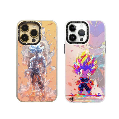 Dragon Ball Z Anime Phone Case for iPhone, Ultra Instinct Goku & Vegeta Q Version Character Print Protective Case, DBZ Anime Cartoon Shockproof Phone Cover for iPhone Series