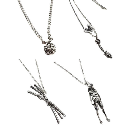One Piece Anime Pendant Necklace, Luffy Ace Zoro Devil Fruit Vintage Metal Chain Necklace, Cosplay Jewelry, Collectible Accessory Gift for One Piece Fans
