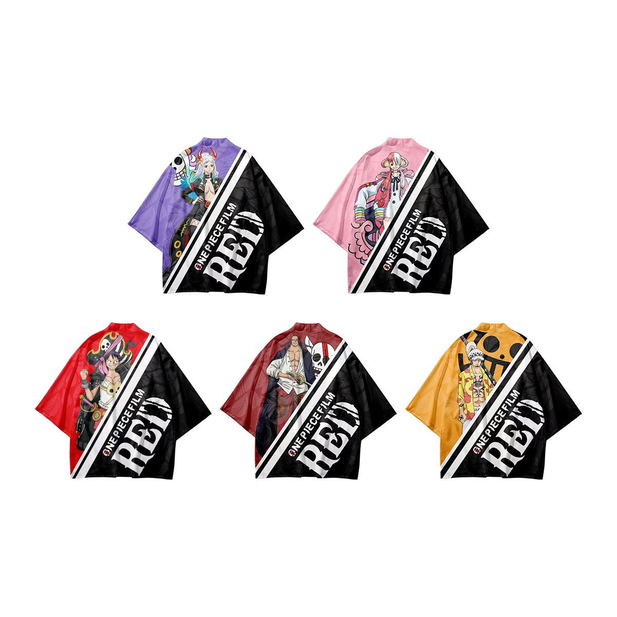 One Piece Film RED Anime Haori and Shorts Set, Japanese Kimono Cardigan with Shorts, 3D Full Print Cosplay Outfit, Loose Casual Anime Costume for Men Women, Anime Merch