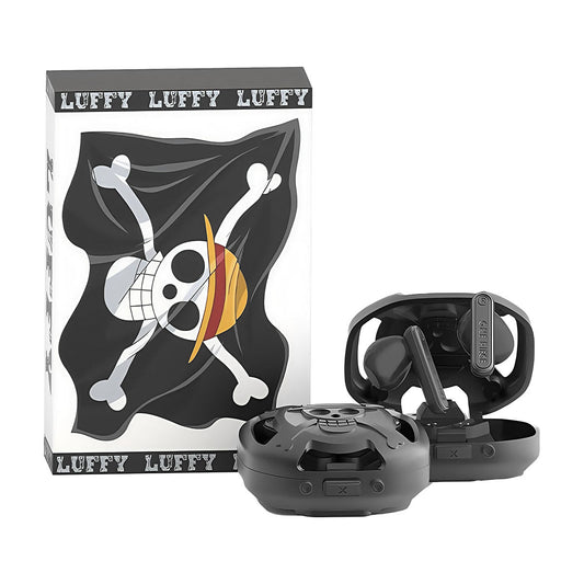 One Piece Luffy True Wireless Earbuds, Straw Hat Pirate Skull Flag TWS Bluetooth Earphones, Open Ear Headphones with Unique Charging Case, Anime Collectible Gift for One Piece Fans