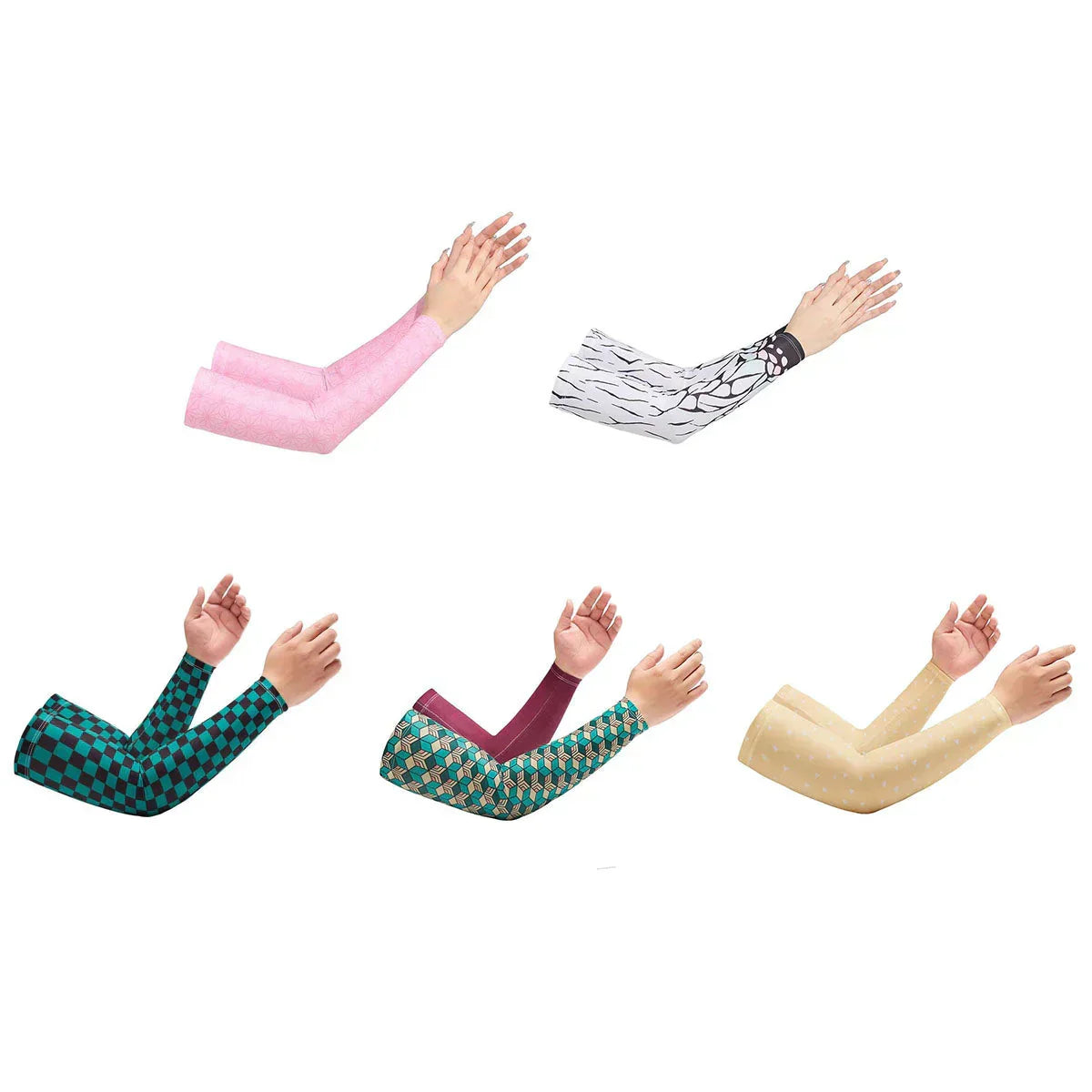 Demon Slayer Anime Cooling Arm Sleeves for Men Women, UV Protection Ice Silk Sun Sleeves, Multi Character Pattern Non-slip Stretch Arm Cover, Summer Outdoor Cycling Driving Arm Guard, Anime Cosplay Gift for Demon Slayer Fans