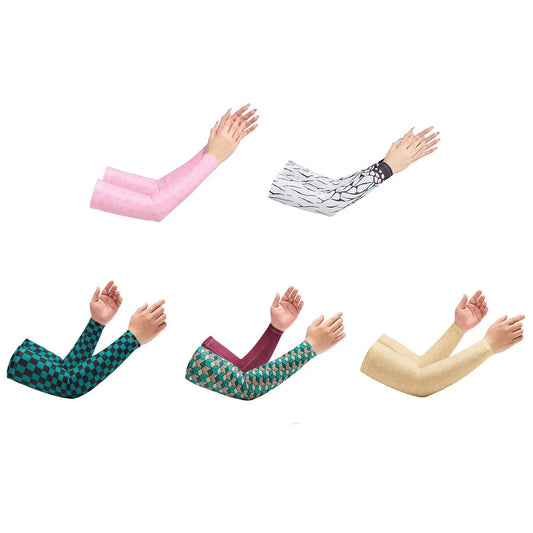 Demon Slayer Anime Cooling Arm Sleeves for Men Women, UV Protection Ice Silk Sun Sleeves, Multi Character Pattern Non-slip Stretch Arm Cover, Summer Outdoor Cycling Driving Arm Guard, Anime Cosplay Gift for Demon Slayer Fans
