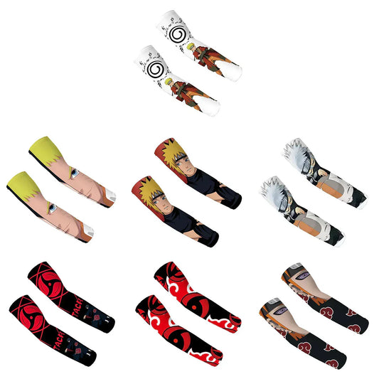 Naruto Anime Cooling Arm Sleeves for Men Women, UV Sun Protection Compression Arm Cover, Akatsuki Sharingan Character Print Arm Sleeves, Stretch Breathable Arm Guards for Cycling Driving Running Cosplay, Anime Fan Gift