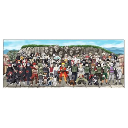Naruto All Characters Panoramic 3D Layered Paper Cut Art Frame, Konoha Whole Cast Paper Carving Shadow Box, Handmade Stratified Anime Group Portrait Painting, Large Wall Hanging Decor, Collectible Art Gift for Naruto Fans