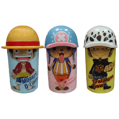 One Piece Anime Character Water Cup, Luffy Chopper Trafalgar Law 3D Hat Lid Plastic Tumbler with Straw, Cute Anime Drinking Cup, Reusable Beverage Mug for One Piece Fans Gift