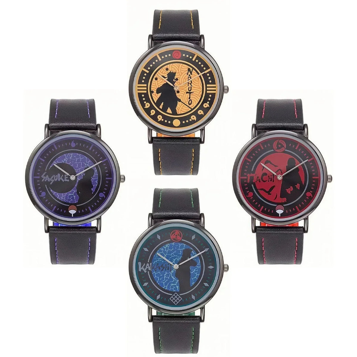 Naruto Anime Character Quartz Watch, Uchiha Sasuke Itachi Kakashi Naruto Wrist Watch, Vintage PU Leather Strap Analog Watch, Anime Cosplay Accessory Collectible Gift for Naruto Fans