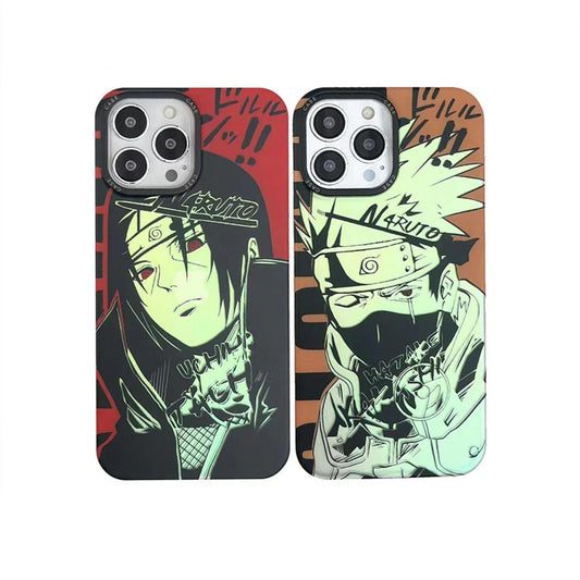 Naruto Luminous Anime Phone Case for iPhone, Itachi Kakashi Manga Print Soft TPU Shockproof Protective Cover, Glow In The Dark Anime Phone Shell, Naruto Fan Gift
