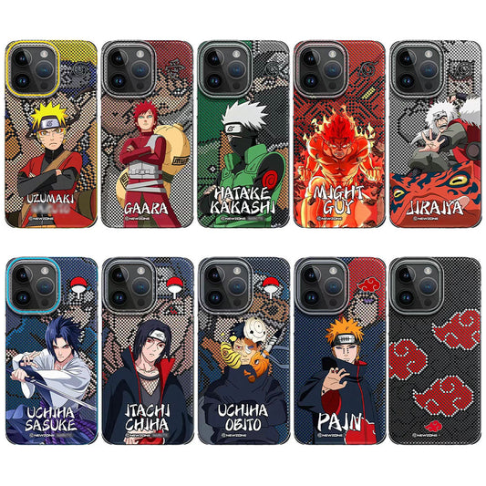 Naruto Anime Phone Case for iPhone, Multiple Classic Characters Naruto Sasuke Itachi Kakashi Gaara Pain Akatsuki Dot Print Shockproof Protective Phone Shell, Anime Merch Gift for Naruto Fans