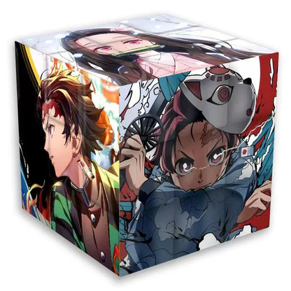 Demon Slayer Anime Magic Cube, Kimetsu no Yaiba Tanjiro Nezuko Rengoku Character Pattern 3x3 Speed Puzzle Cube, Stress Relief Fidget Toy, Anime Desk Decor Collectible Gift for Demon Slayer Fans Kids Adults