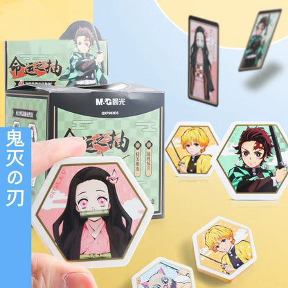 Demon Slayer Kimetsu no Yaiba Hexagonal Eraser with Character Collectible Card, Anime Themed Eraser Set, Cute Stationery for Students, Anime Merch Gift for Demon Slayer Fans