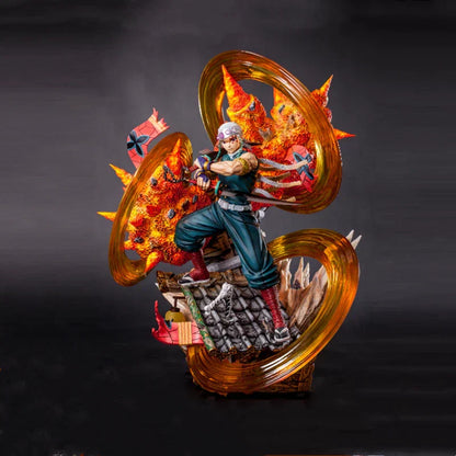 Demon Slayer Tengen Uzui Resin Statue, Anime Sound Hashira Tengen Uzui Action Figure, GK Collectible Model with Diorama Base, Demon Slayer Figurine Home Desk Decoration Gift for Anime Fans