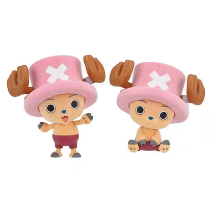 One Piece Tony Tony Chopper Flocked Figurine, Cute Sitting & Standing 2 Styles Chopper Anime Figure, Flocking Surface Statue Model, Desktop Decoration Collectible Gift for One Piece Fans ✅Shopify 独立站精简标题