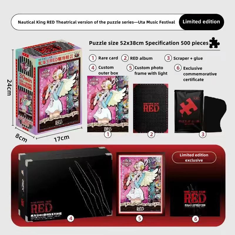 One Piece RED Anime Jigsaw Puzzle, Uta Luffy Shanks 1000 Pieces Cartoon Puzzle, One Piece Movie Character Puzzle Game, Collectible Anime Puzzle for Adults & Teens, Gift for One Piece Fans