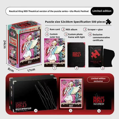 One Piece RED Anime Jigsaw Puzzle, Uta Luffy Shanks 1000 Pieces Cartoon Puzzle, One Piece Movie Character Puzzle Game, Collectible Anime Puzzle for Adults & Teens, Gift for One Piece Fans