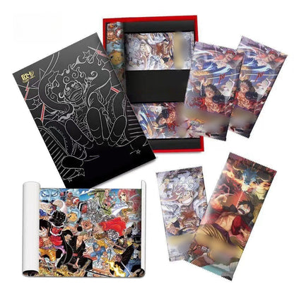 One Piece Anime Collectible Card Gift Box, Premium Luffy Zoro Nami Character Trading Cards Set, Anime Collection Cards with Art Posters, Collectible Trading Card Pack, Birthday Holiday Gift for One Piece Fans