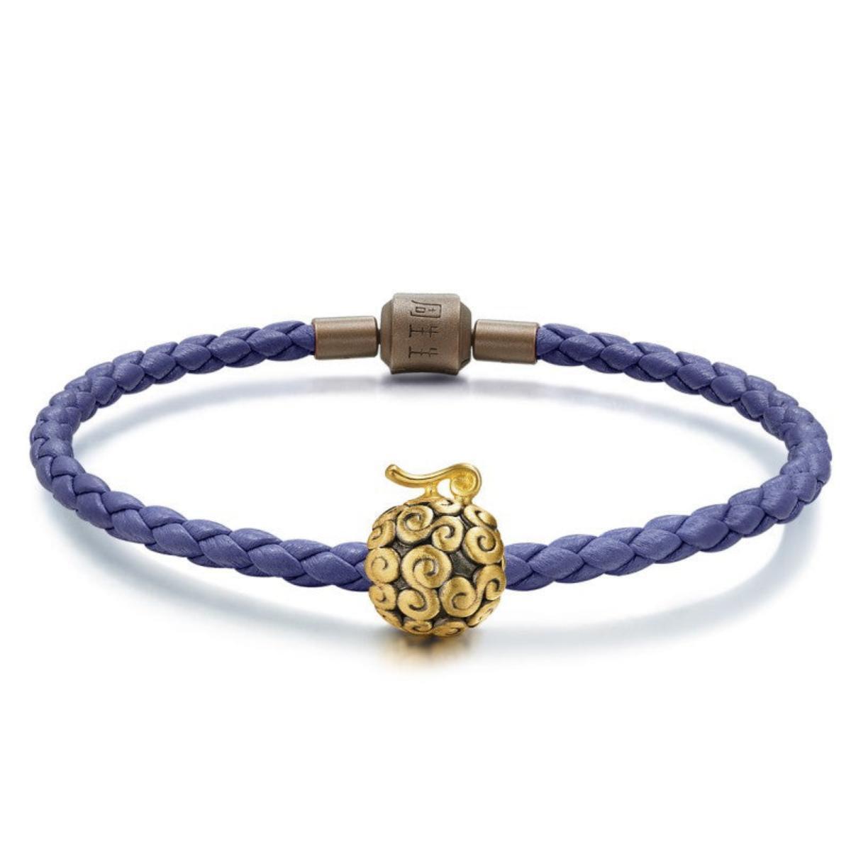 One Piece Anime Braided Rope Bracelet, Luffy Straw Hat Devil Fruit Gold Bead Charm Wristband, Adjustable Anime Cosplay Bracelet Jewelry, Collectible Accessories Gift for One Piece Fans