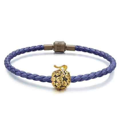 One Piece Anime Braided Rope Bracelet, Luffy Straw Hat Devil Fruit Gold Bead Charm Wristband, Adjustable Anime Cosplay Bracelet Jewelry, Collectible Accessories Gift for One Piece Fans
