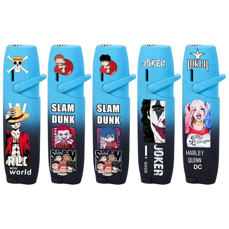 One Piece Slam Dunk Joker Harley Quinn Green Flame Torch Lighter, Windproof Jet Flame Pocket Lighter, Anime Fan Collectible Gift