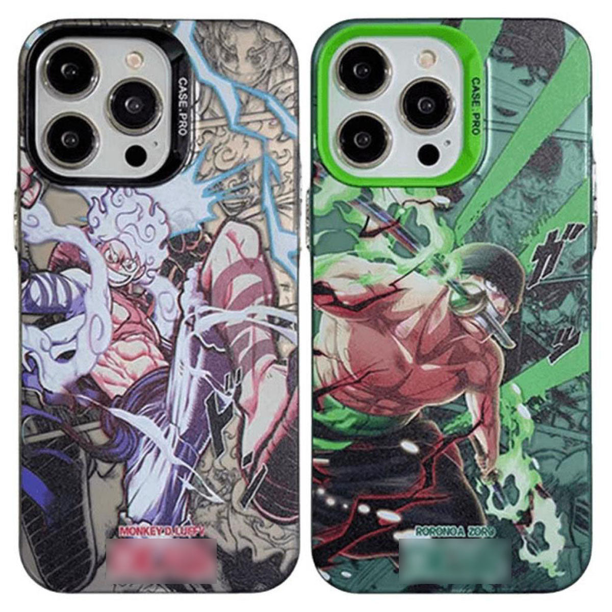 One Piece Manga Style Phone Case for iPhone, Luffy Gear 5 & Roronoa Zoro Comic Print Shockproof Protective Case, Hard IMD Back Cover with Colorful Camera Frame, Anime One Piece Merch Phone Shell for iPhone Series