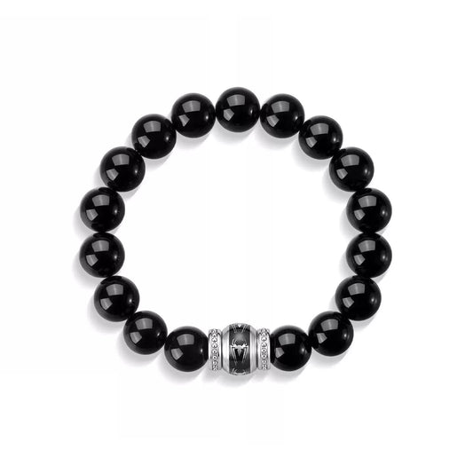 Marvel Spider-Man Natural Obsidian Beaded Bracelet Stainless Steel Spider Logo Charm Black Stone Beads Stretch Elastic Wristband Men Fashion Jewelry Streetwear Accessory Gift Box For Fans