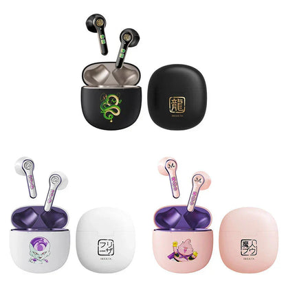 Dragon Ball Z TWS True Wireless Bluetooth Earbuds, DBZ Anime Goku Buu Frieza Shenron Printed Bluetooth Headphones, Touch Control Stereo Earphones with Charging Case, Dragon Ball Fan Anime Merch Gift