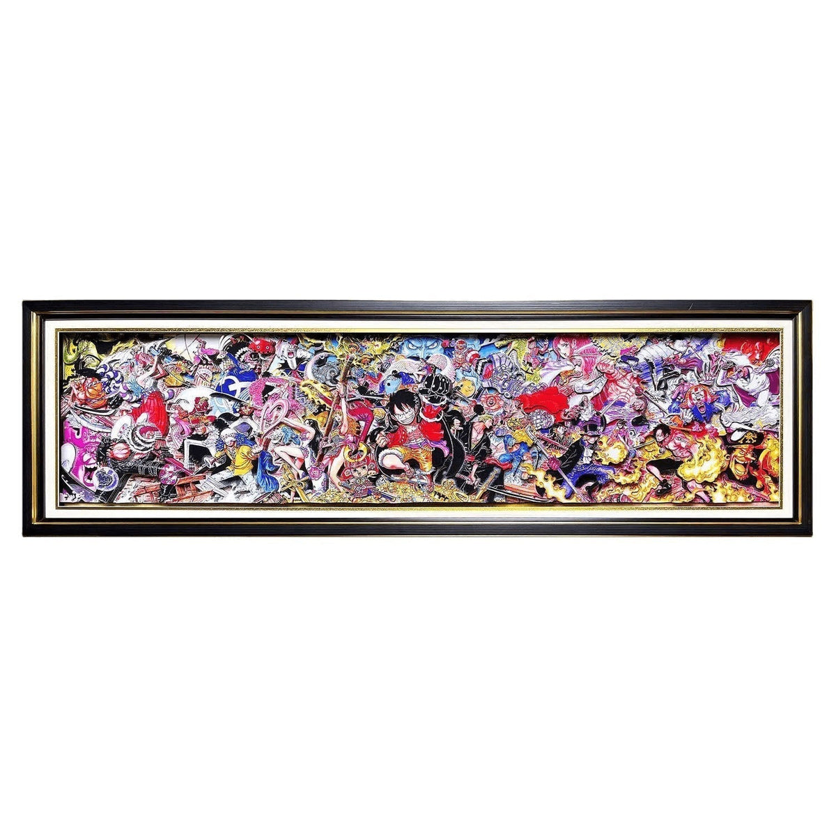 One Piece 3D Paper Cut Framed Art, All Characters Luffy Crew Diorama Paper Carving Painting, Anime Wall Decor Framed Poster, Collectible Wall Hanging Artwork Gift for One Piece Fans