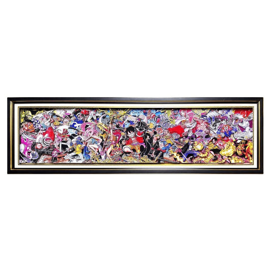 One Piece 3D Paper Cut Framed Art, All Characters Luffy Crew Diorama Paper Carving Painting, Anime Wall Decor Framed Poster, Collectible Wall Hanging Artwork Gift for One Piece Fans