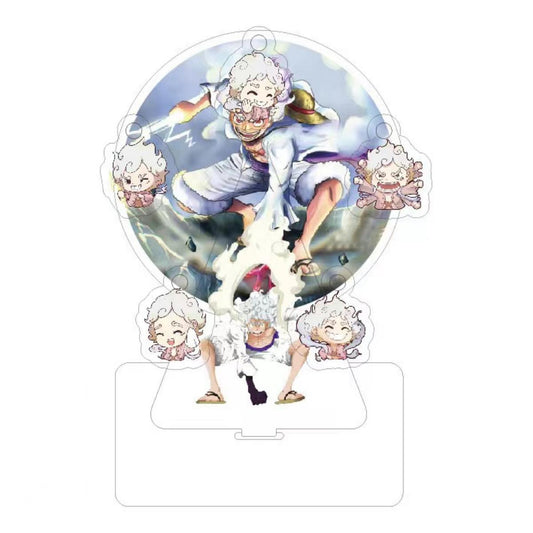 One Piece Anime Acrylic Stand Figure, Luffy Gear 5 Nika Zoro Sanji Ace Sabo Wanted Poster Desktop Standee, Double Layer Character Display Ornament, One Piece Merch Collectible Gift for Anime Fans