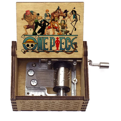 One Piece Monkey D Luffy Roronoa Zoro Nami Sanji Wooden Hand Crank Music Box, Bink's Sake Melody Collectible Decor Music Box Gift for Anime Fans