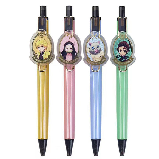 Demon Slayer Anime Retractable Ballpoint Pen, Tanjiro Nezuko Zenitsu Inosuke Character Acrylic Charm Gel Pen, Cute Anime Writing Pen, Demon Slayer Merch Stationery Gift for Students Anime Fans